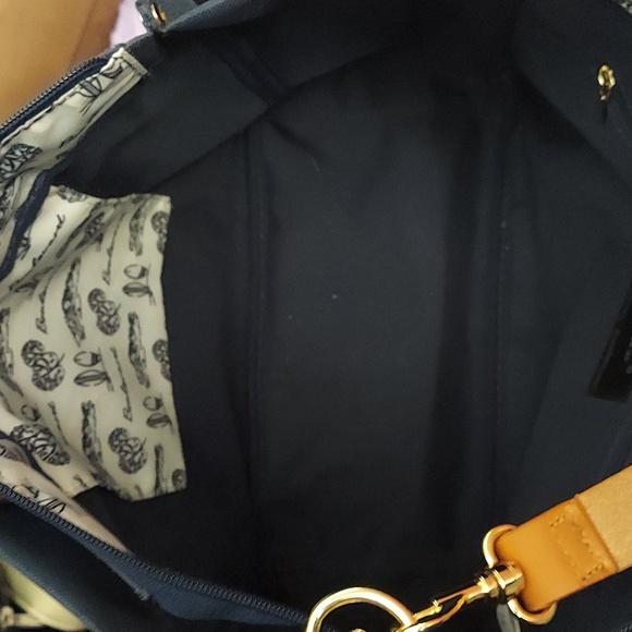 Boulevard Codie Coated Nylon Navy Blue Leather Trim Tote Bag - Picture 4 of 13